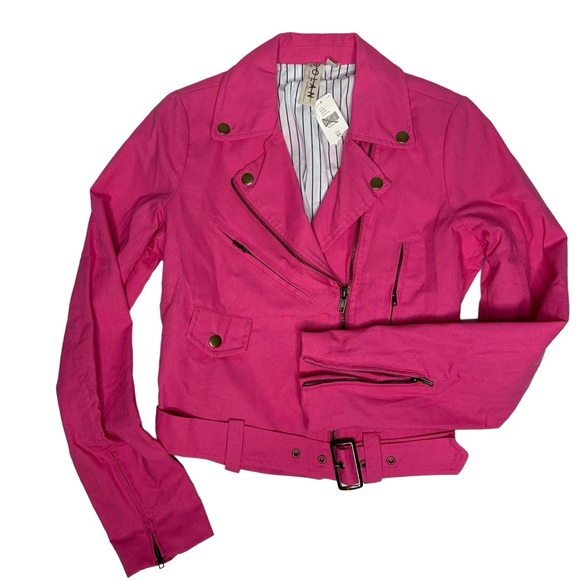 NWT Dolan Anthropologie Hot Pink Moto Jacket xs - Picture 6 of 12